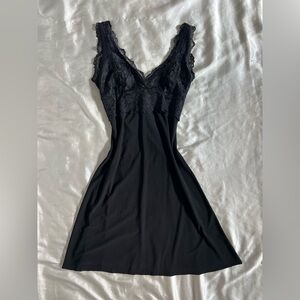 Vintage Black Lace Slip Dress (Small)